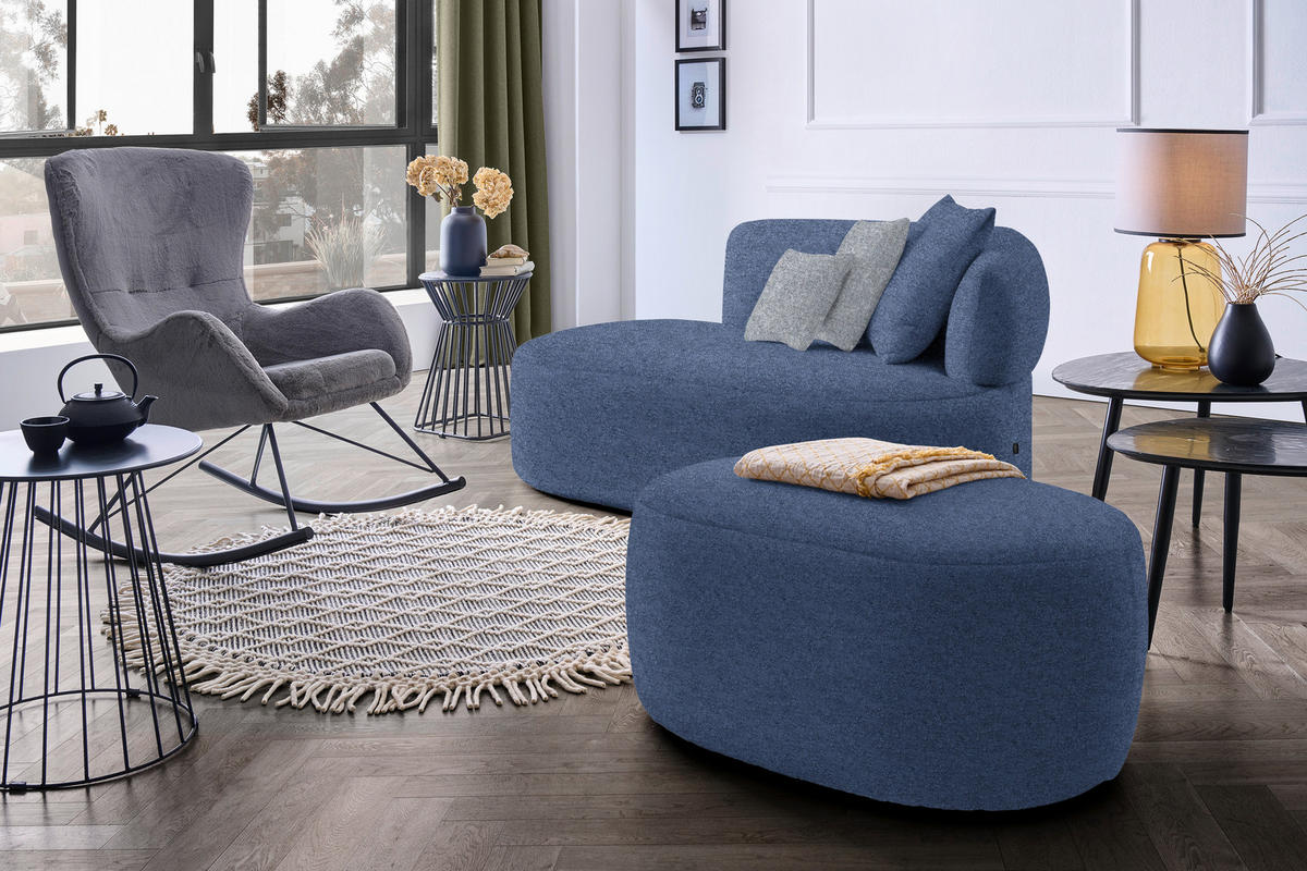 RÉCAMIERE in Flachgewebe Dunkelblau, Dunkelgrau  - Dunkelgrau/Schwarz, MODERN, Kunststoff/Textil (166/86/105cm) - Hom`in