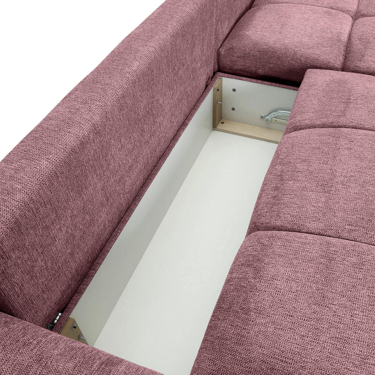 ECKSOFA  in Flachgewebe Altrosa  - Schwarz/Altrosa, KONVENTIONELL, Textil/Metall (295/180cm) - Carryhome