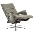 RELAXSESSEL in Leder Hellgrau  - Edelstahlfarben/Hellgrau, Design, Leder/Metall (70/124/85cm) - Cantus