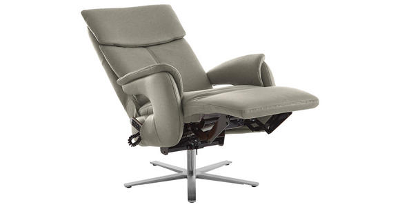 RELAXSESSEL in Leder Hellgrau - Edelstahlfarben/Hellgrau, Design, Leder/Metall (70/124/85cm) - Cantus