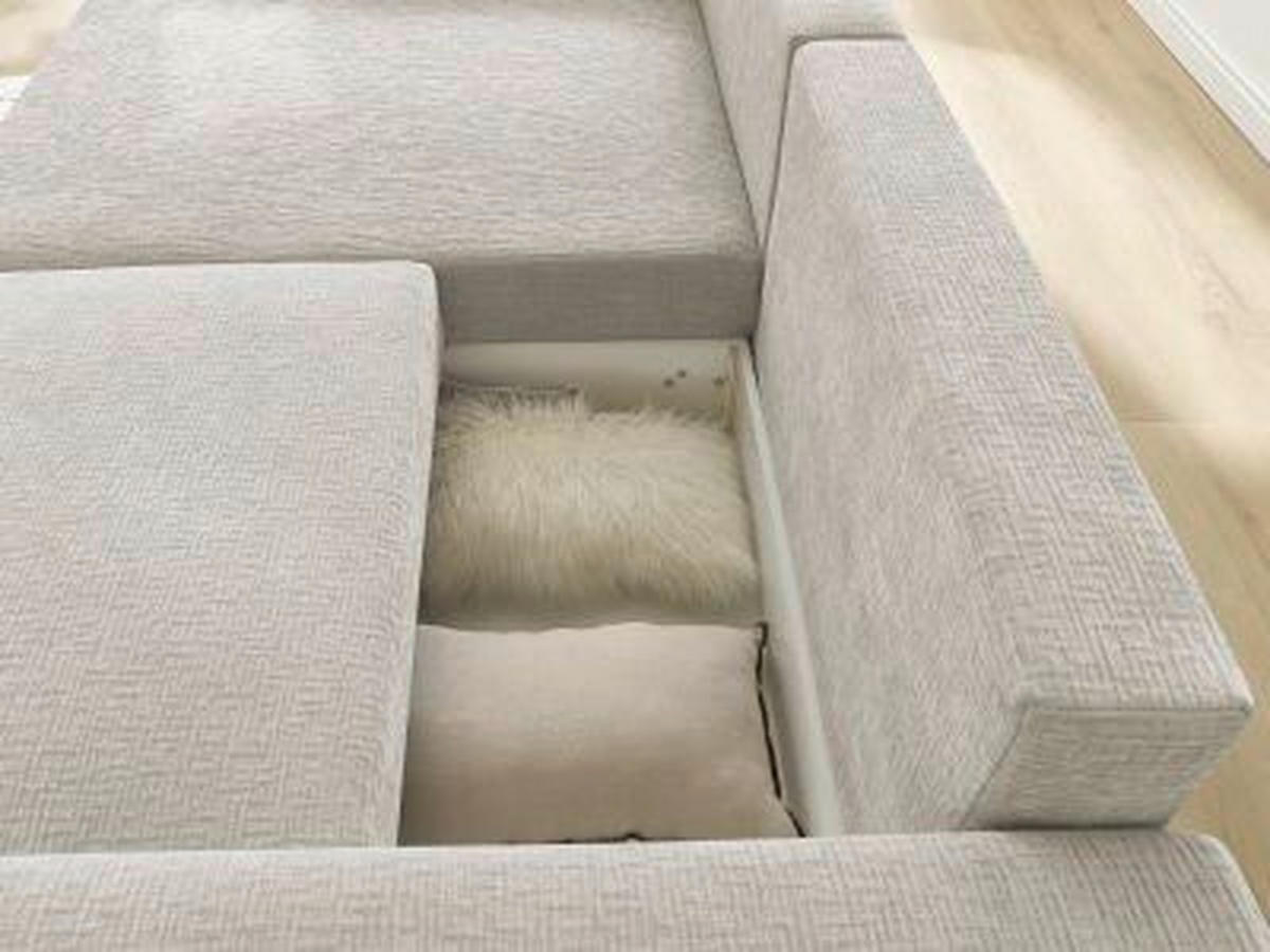 ECKSOFA Ottomane links  ATILLA Beige Struktur  - Beige/Schwarz, MODERN, Kunststoff/Textil (149/244cm)