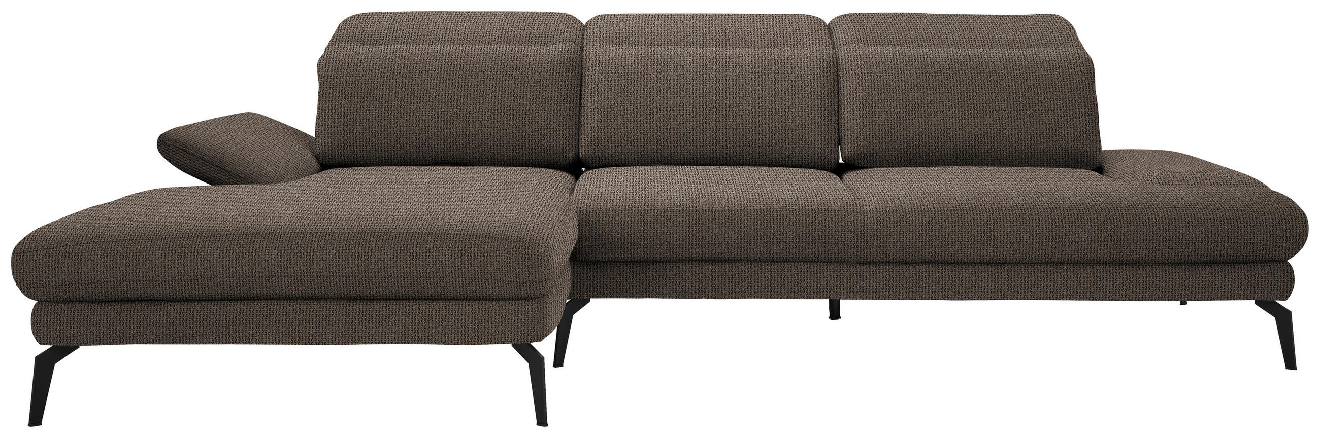 ECKSOFA Hellbraun Webstoff  - Hellbraun/Schwarz, Design, Textil/Metall (180/289cm) - Stylife