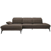 ECKSOFA in Webstoff Hellbraun  - Hellbraun/Schwarz, Design, Textil/Metall (180/289cm) - Stylife