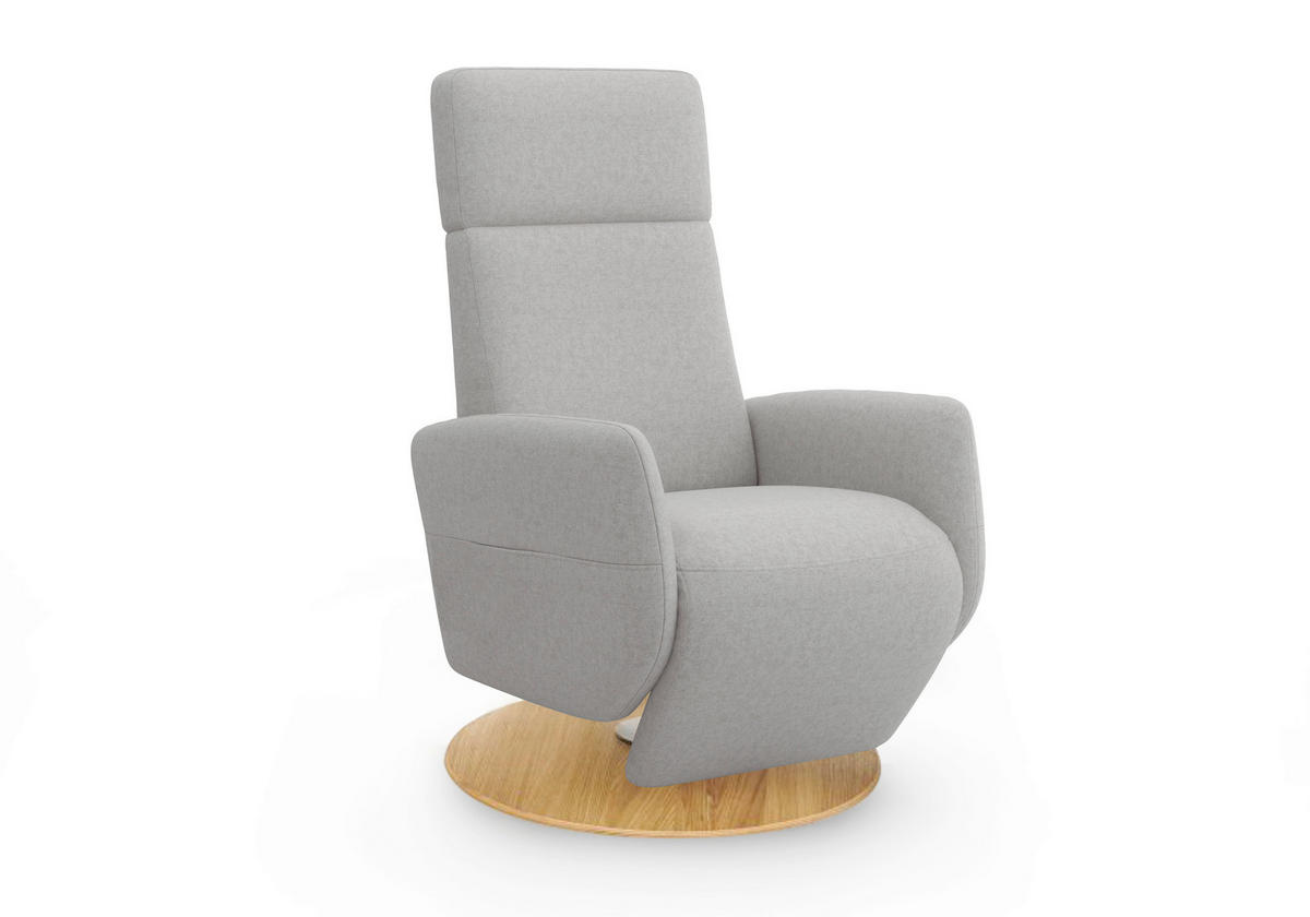 RELAXSESSEL in Textil Hellgrau  - Eichefarben/Hellgrau, KONVENTIONELL, Holz/Textil (71/110/82cm) - Sit & More