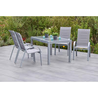 GARTENSET 5-teilig  - Silberfarben/Braun, MODERN, Textil/Metall - Gardenson