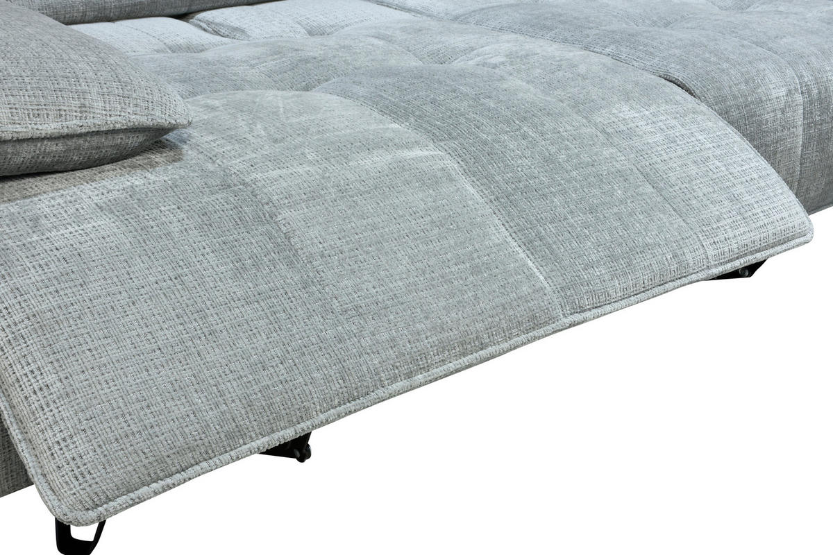 ECKSOFA Hellgrau Chenille  - Hellgrau/Schwarz, Design, Kunststoff/Textil (314/162cm) - Livetastic