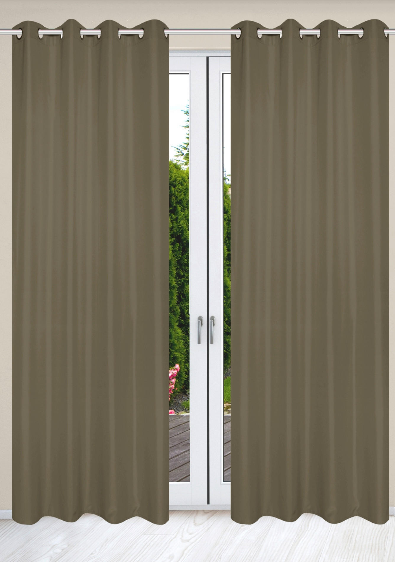 ÖSENSCHAL 2ER SET blickdicht  - Taupe, Basics, Textil (140cm)