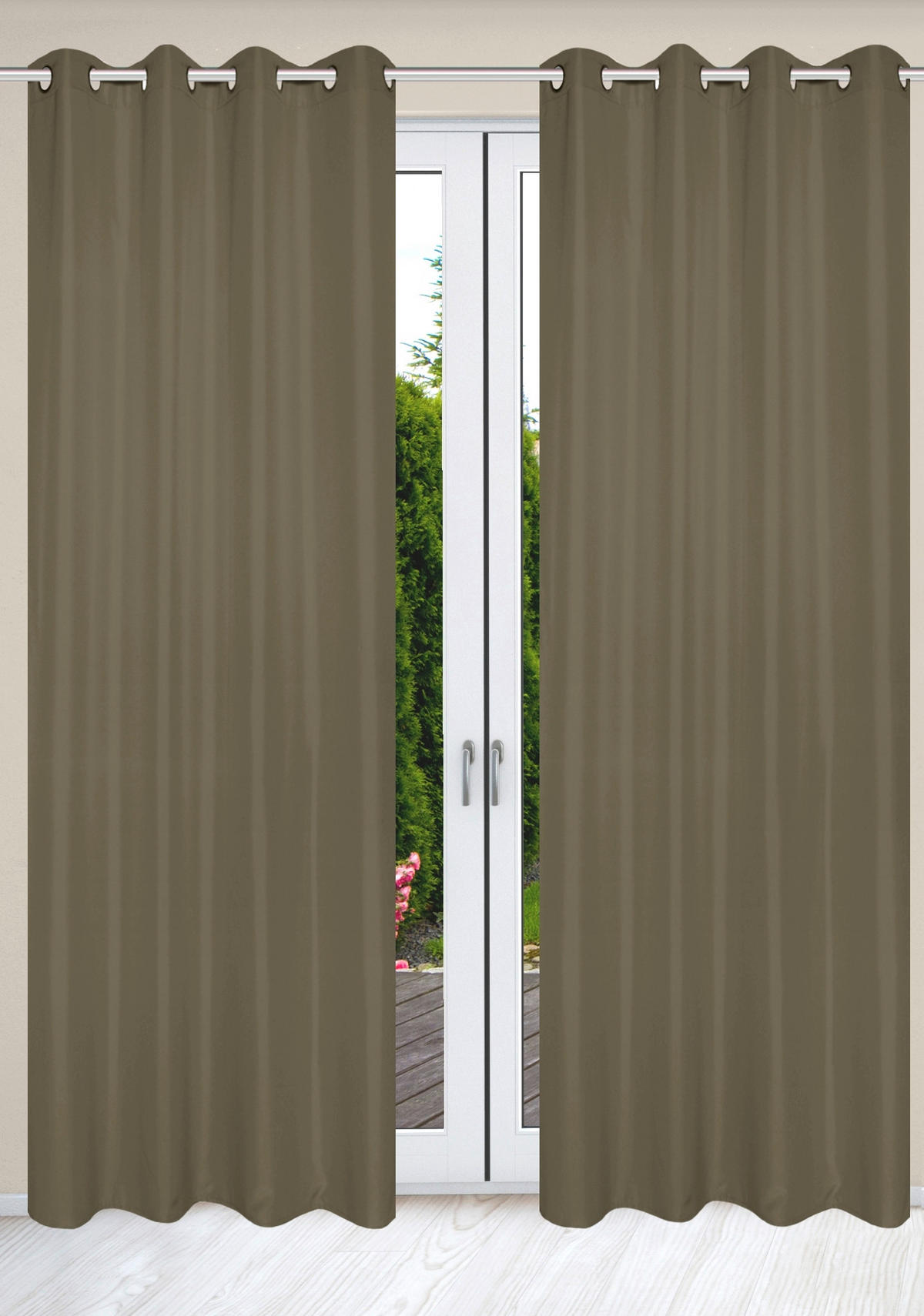 ÖSENSCHAL ATLANTIKA blickdicht   - Taupe, Basics, Textil (140cm)