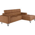 ECKSOFA Rostfarben Chenille  - Rostfarben/Schwarz, KONVENTIONELL, Textil/Metall (264/178cm) - Hom`in