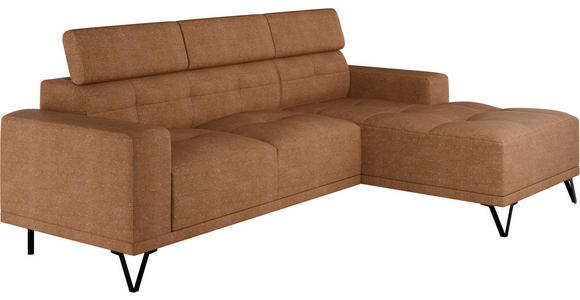 ECKSOFA Rostfarben Chenille - Rostfarben/Schwarz, KONVENTIONELL, Textil/Metall (264/178cm) - Hom`in