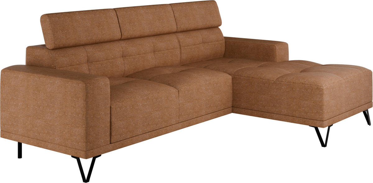 ECKSOFA Rostfarben Chenille  - Rostfarben/Schwarz, KONVENTIONELL, Textil/Metall (264/178cm) - Hom`in