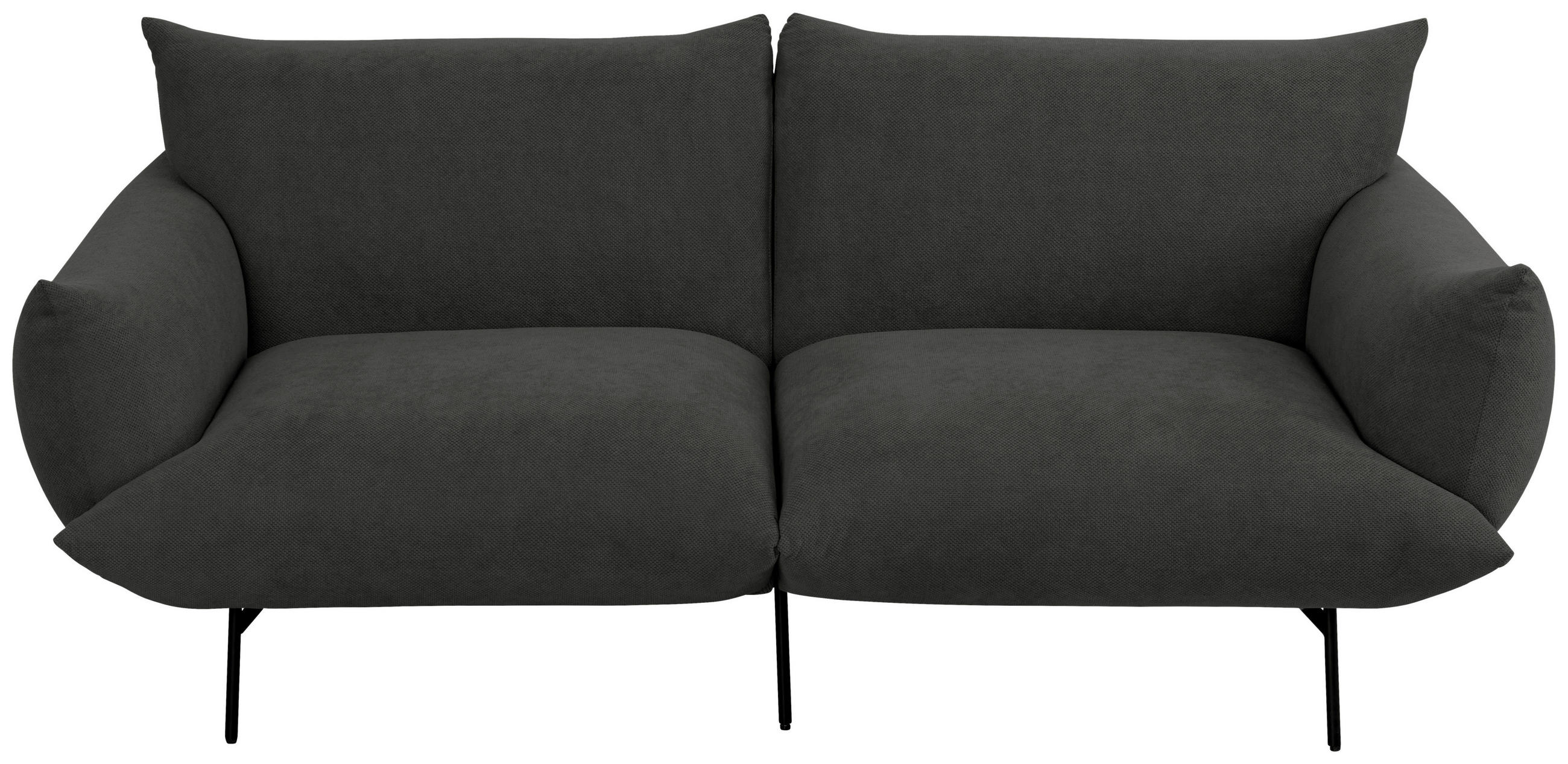 SOFA in Mikrofaser Anthrazit  - Anthrazit/Schwarz, Trend, Textil/Metall (185/77/83cm) - P & B