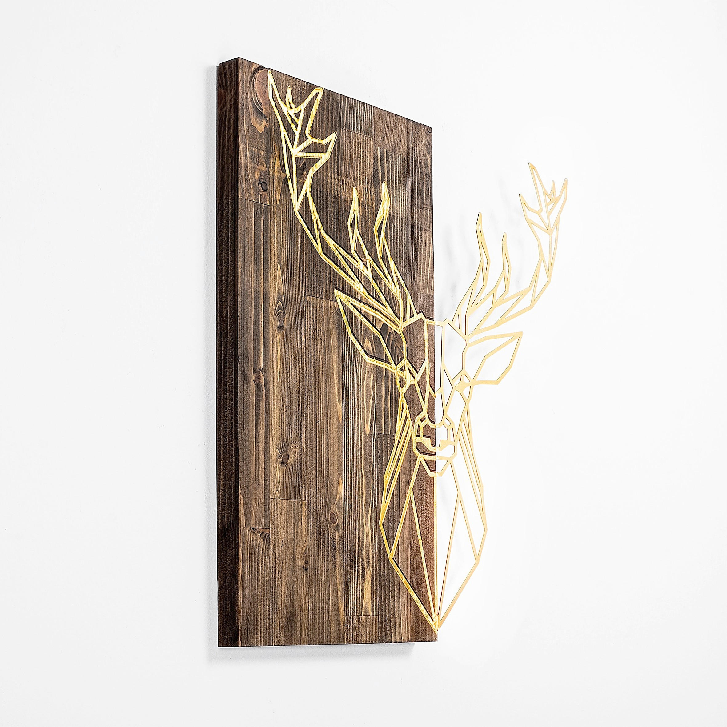 WANDDEKO Holz, Metall  - Goldbraun/Walnussfarben, Basics, Holz/Metall (56/58cm) - X-Mas