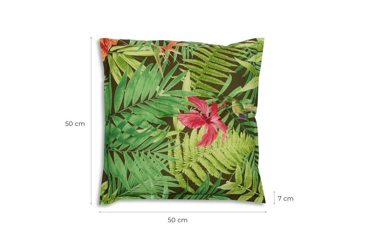 HOCKERAUFLAGE 2ER-SET in Grün, Dunkelgrün, Hellgrün Blätter  - Dunkelgrün/Hellgrün, Basics, Textil (50/7/50cm)