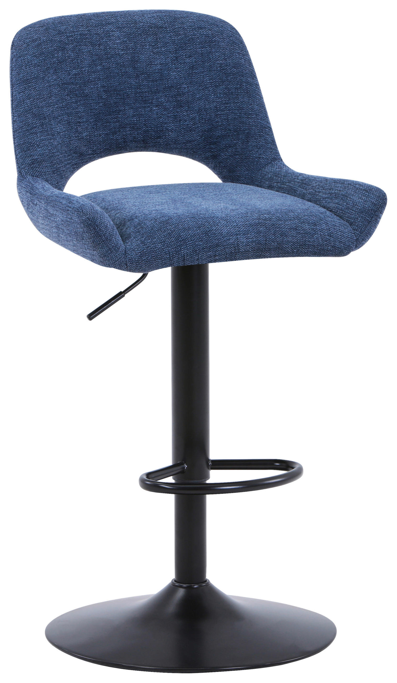 BARHOCKER Webstoff Blau, Schwarz Eisen  - Blau/Schwarz, Design, Textil/Metall (49/86.5-108.5/53cm) - Novel