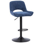 BARHOCKER Webstoff Blau, Schwarz Eisen  - Blau/Schwarz, Design, Textil/Metall (49/86.5-108.5/53cm) - Novel