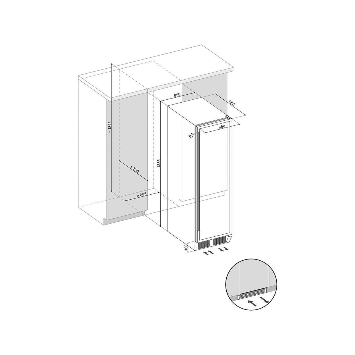 WEINKÜHLSCHRANK DX-181.490SDSK  - Edelstahlfarben, Basics, Glas/Holz (65,5/183,5/68cm)