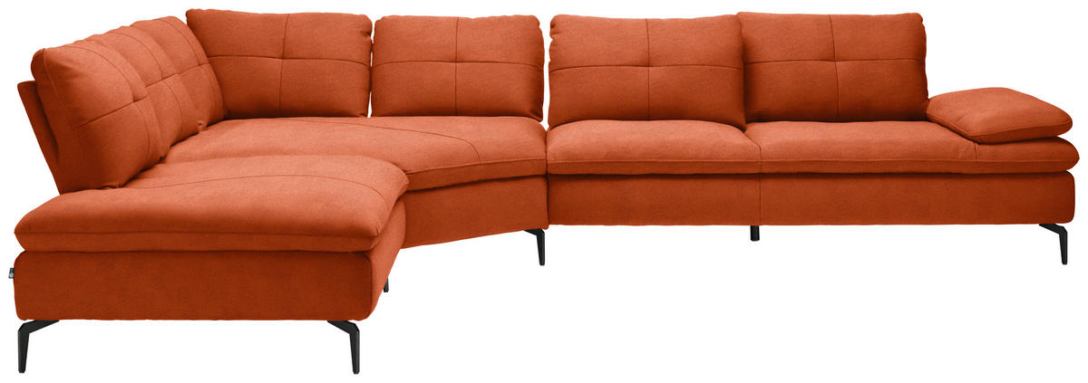 ECKSOFA Flachgewebe Terracotta  - Terracotta/Schwarz, Design, Textil/Metall (271/344cm) - Chilliano