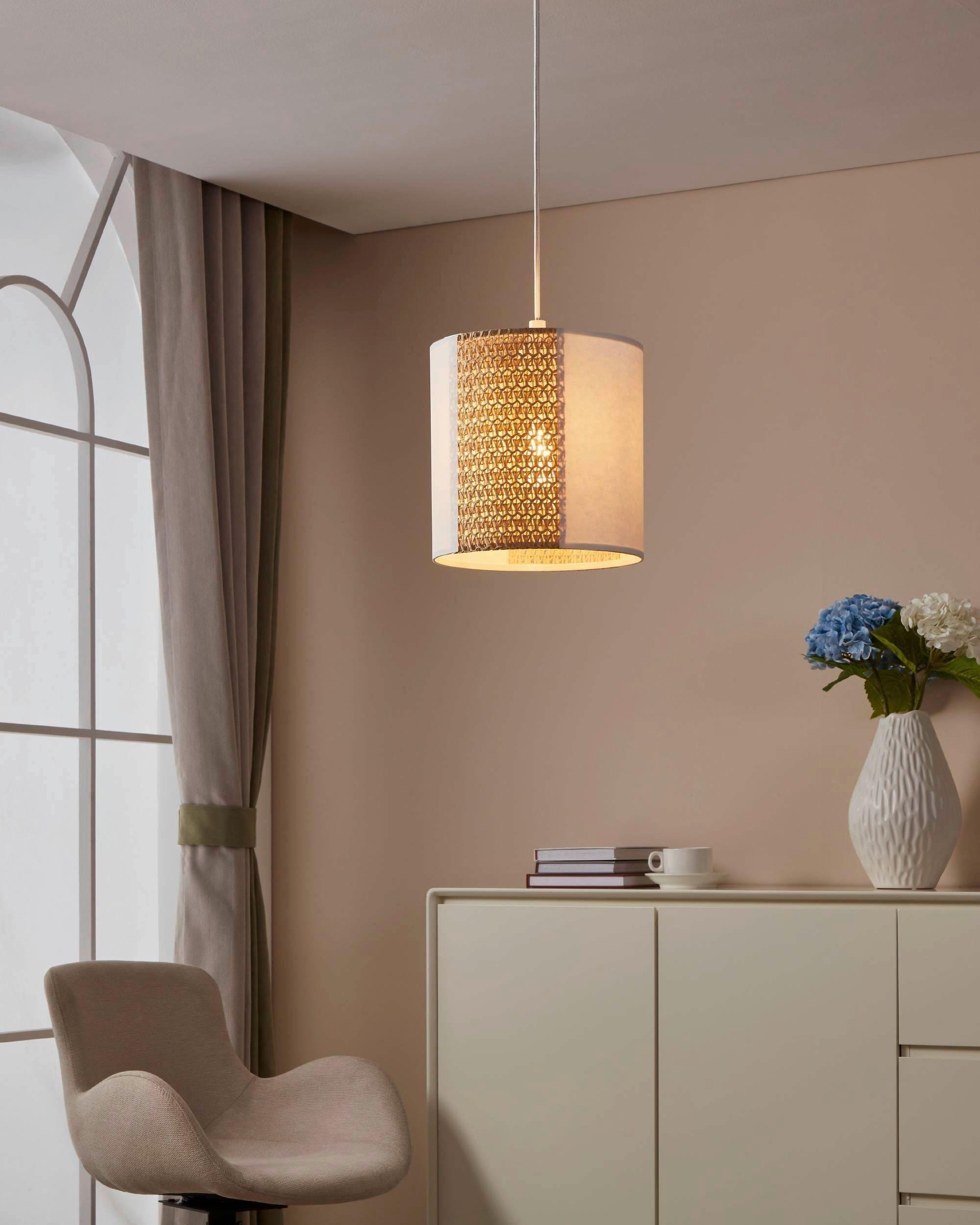 HÄNGLAMPA Arnhem 24/110 cm  - vit/brun, Natur, metall/papper (24/110cm) - Eglo