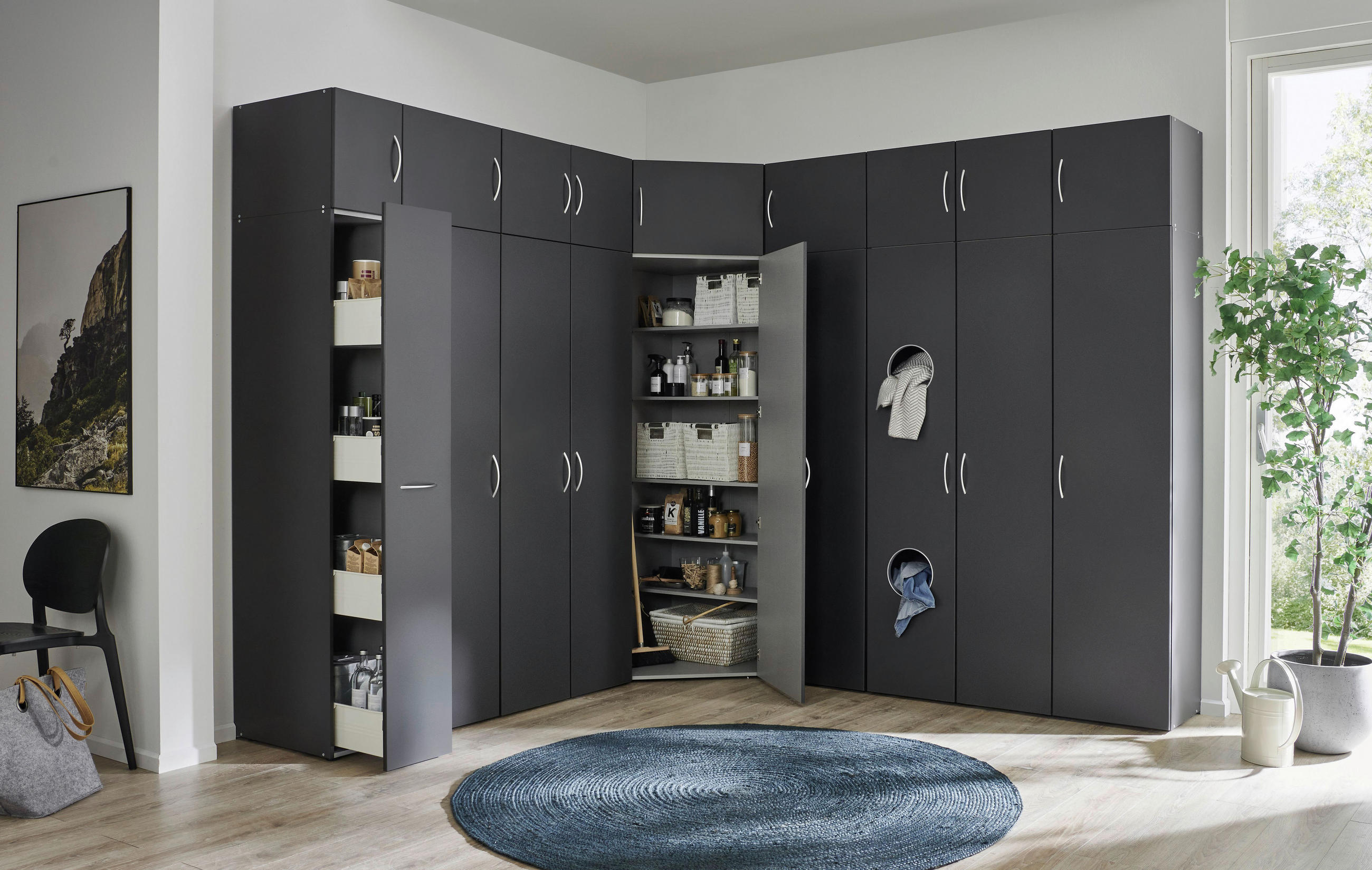 AUFSATZSCHRANK 80/40/80 cm  in  - Alufarben/Graphitfarben, KONVENTIONELL, Holzwerkstoff/Kunststoff (80/40/80cm) - Xora