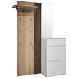GARDEROBE 3-teilig  in 125/196/39 cm  - Eichefarben/Weiß, Design, Glas/Holz (125/196/39cm) - Johann Jakob