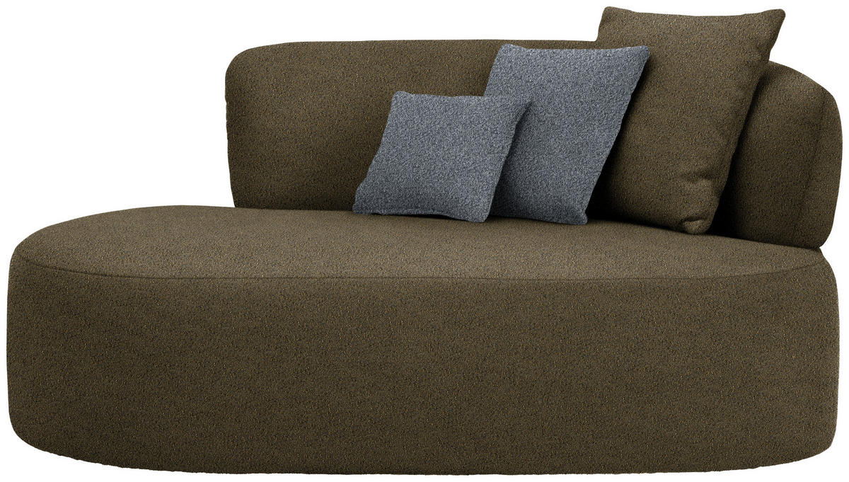 RÉCAMIERE in Bouclé Grau, Olivgrün  - Schwarz/Olivgrün, MODERN, Kunststoff/Textil (166/86/105cm) - Hom`in