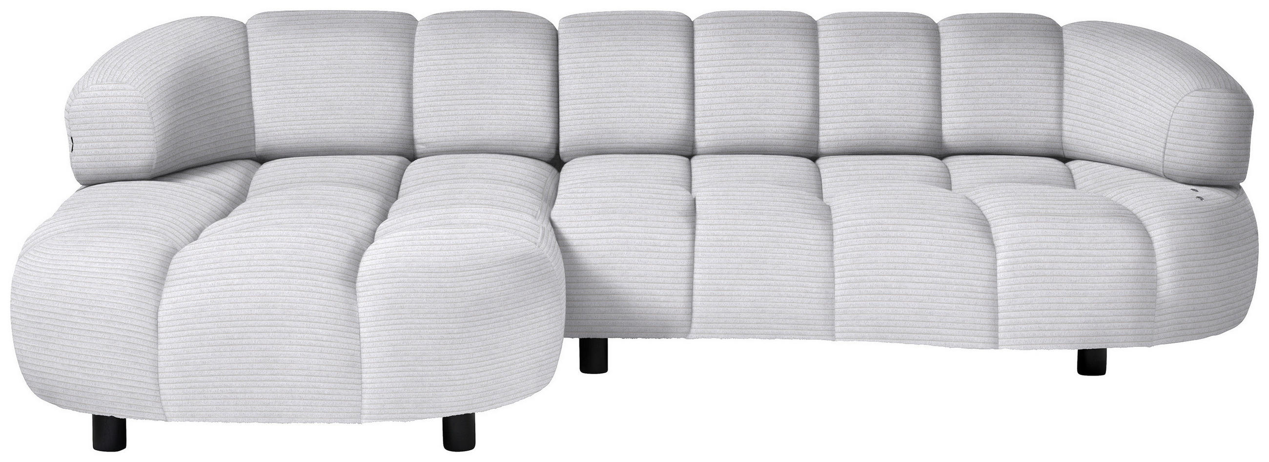 ECKSOFA in Cord, Velours Silberfarben  183/284 cm  - Silberfarben/Schwarz, Design, Holz/Textil (183/284cm) - Welnova
