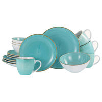 KOMBISERVICE Weiß, Hellblau Vintage Nature Aqua 16-teilig 4 Personen  - Weiß/Hellblau, Basics, Keramik - Creatable