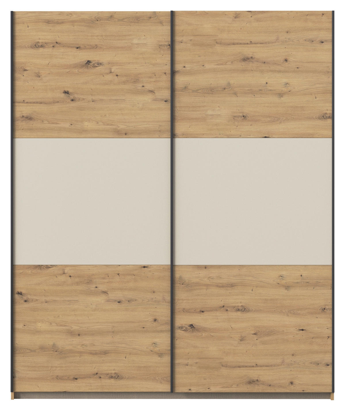 SCHWEBETÜRENSCHRANK in Alufarben, Champagner, Eiche Artisan  - Champagner/Alufarben, Modern, Holzwerkstoff/Metall (175/210/59cm) - Rauch Möbel