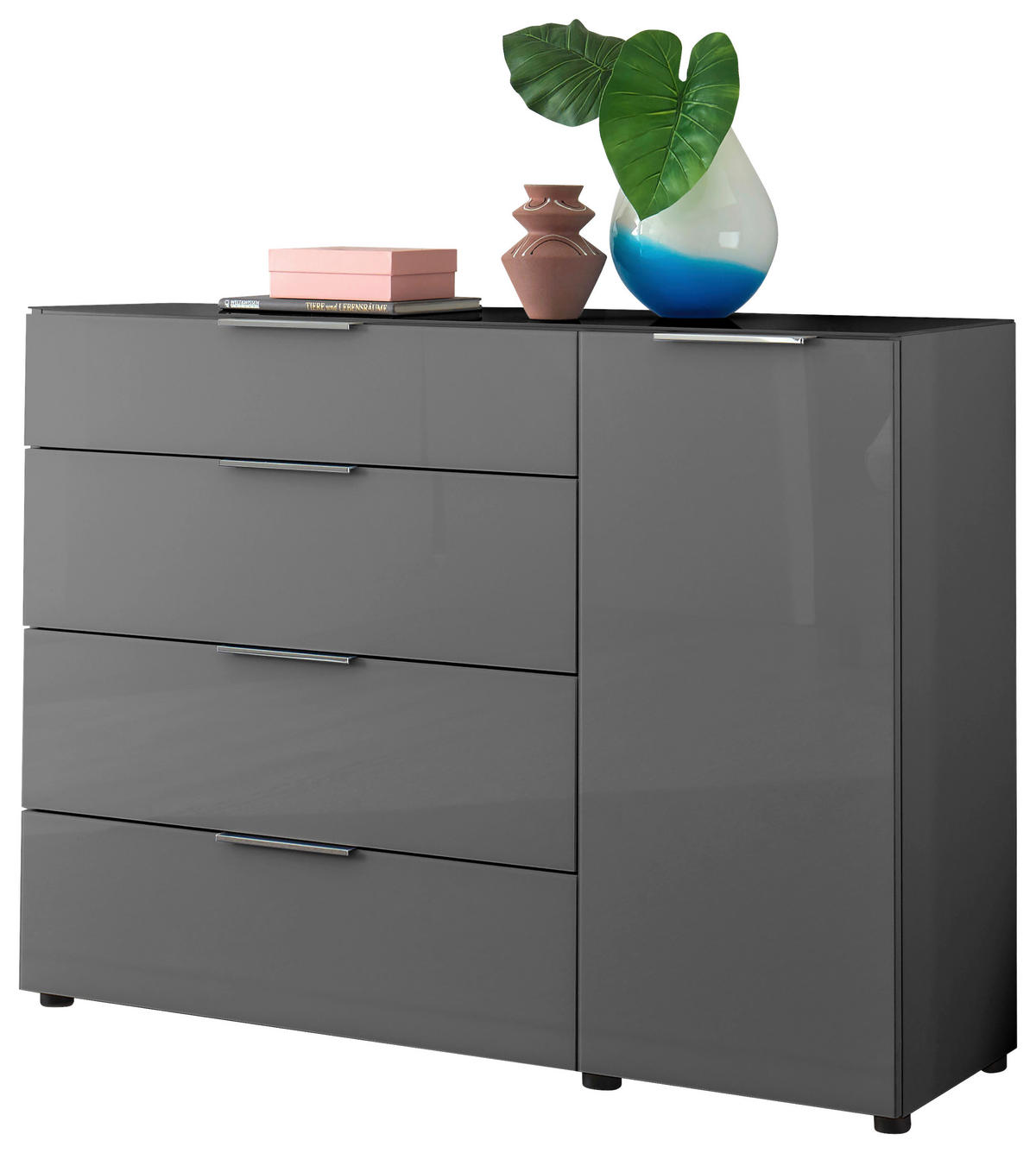 KOMODA, antracit  - barve kroma/črna, Moderno, kovina/umetna masa (135/99/40cm) - MID.YOU