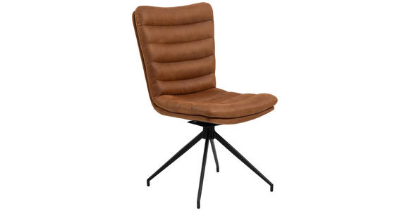 STUHL  in Eisen Lederlook Metall, Textil  - Cognac/Schwarz, Design, Textil/Metall (62/97/59cm) - Carryhome