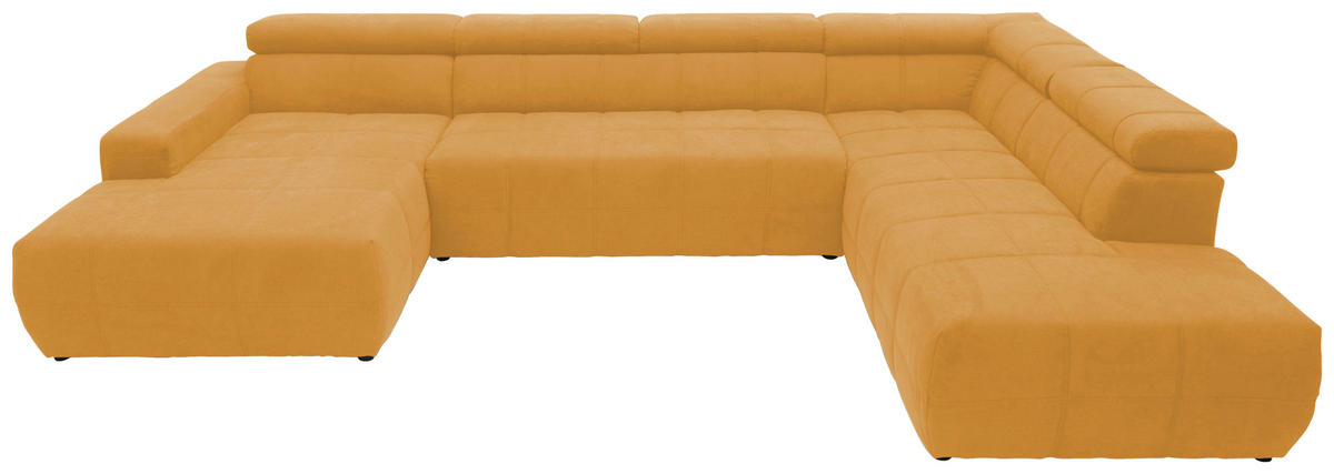 WOHNLANDSCHAFT in Mikrofaser Orange  - Schwarz/Orange, Design, Kunststoff/Textil (175/359/228cm) - MID.YOU