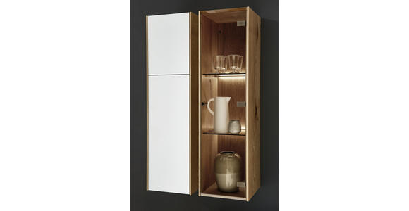 WOHNWAND 295/197/50 cm in Weiß, Eichefarben - Eichefarben/Weiß, Natur, Glas/Holz (295/197/50cm) - Dieter Knoll