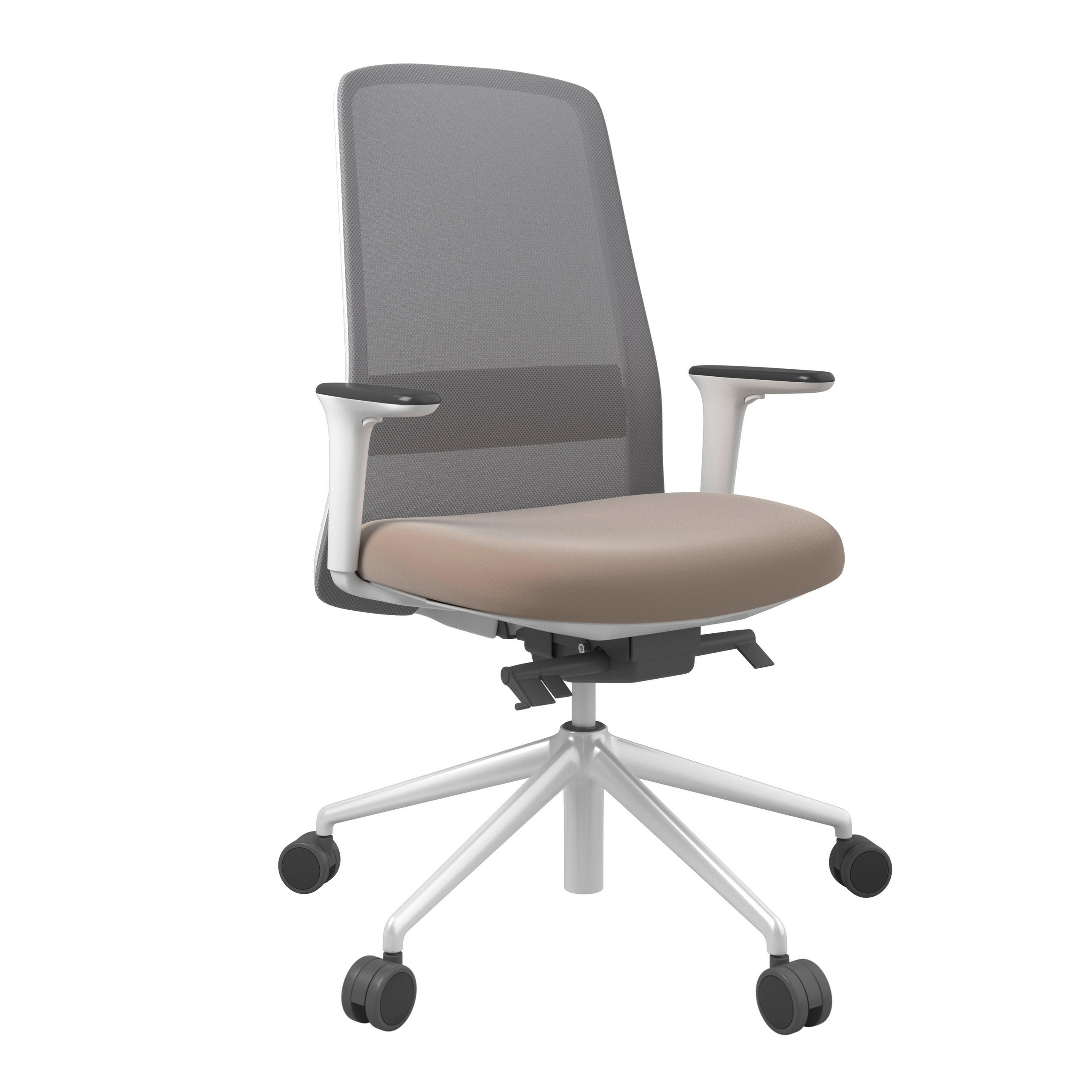 DREHSTUHL Lederlook Grau, Weiß, Cappuccino  - Weiß/Grau, MODERN, Kunststoff/Textil (70/103-115/70cm)