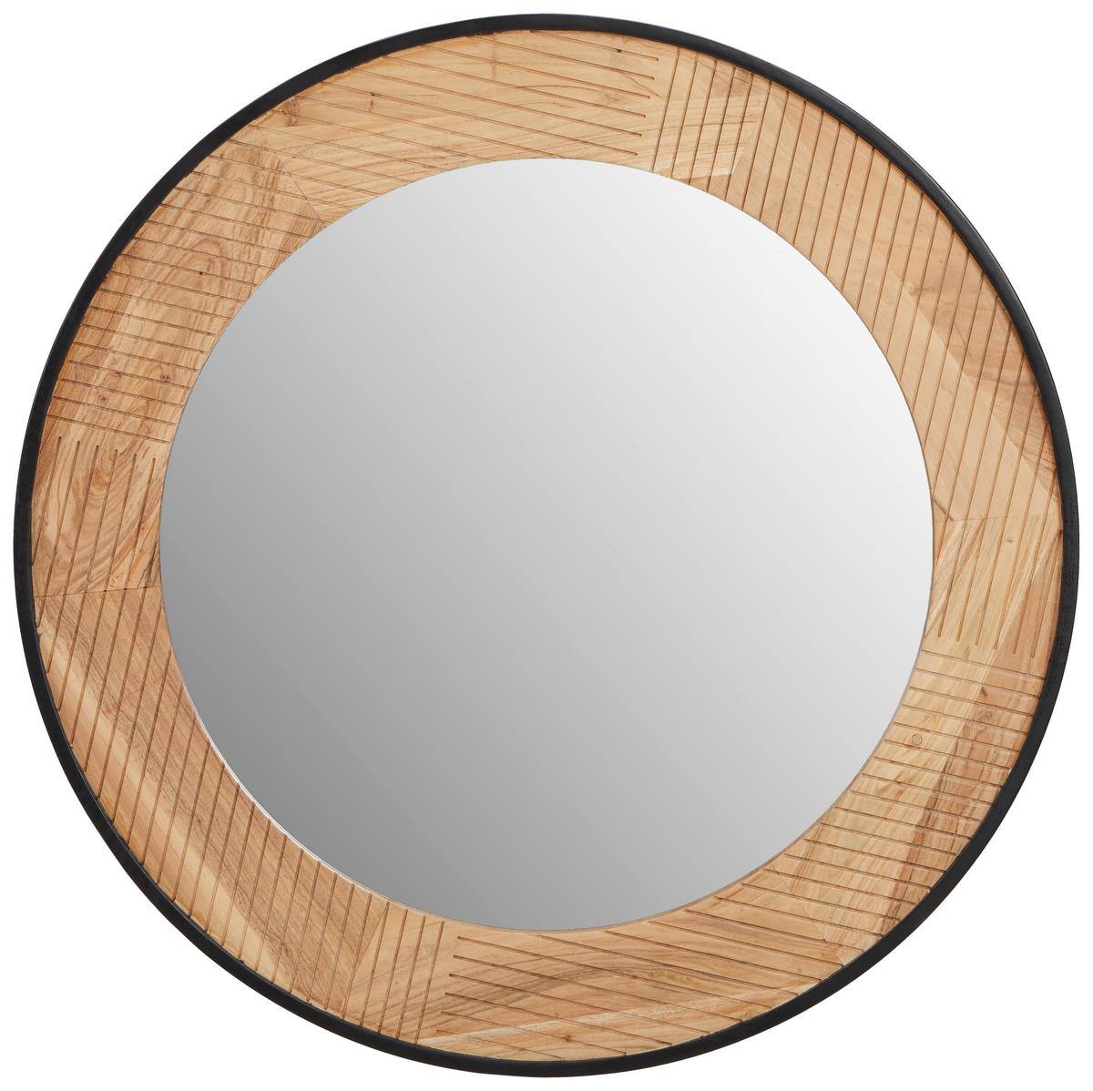 WANDSPIEGEL 100/100/3,5 cm  - Schwarz/Akaziefarben, Lifestyle, Glas/Holz (100/100/3,5cm) - Landscape