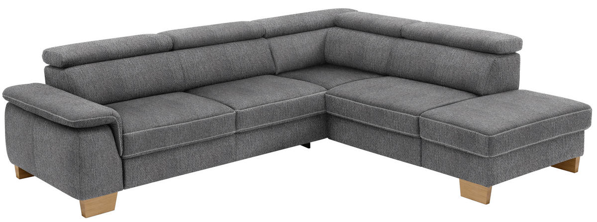 ECKSOFA in Mikrofaser Grau  - Eichefarben/Beige, Natur, Holz/Textil (273/226cm) - Beldomo System
