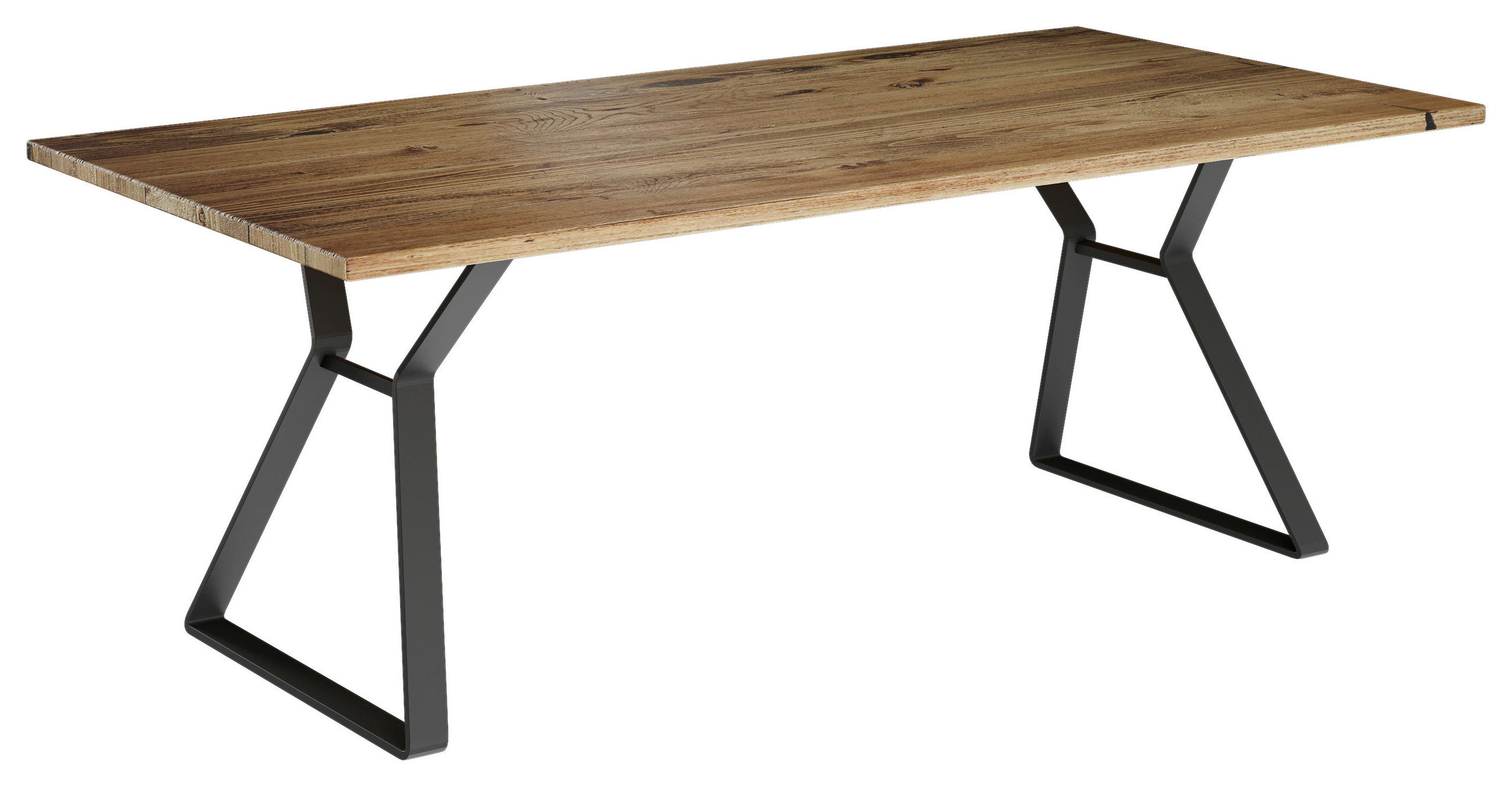 ESSTISCH 180/100/76 cm Echtholz  Metall, Holz in verschiedenen Größen erhältlich rechteckig Eichefarben, Schwarz  - Eichefarben/Schwarz, Design, Holz/Metall (180/100/76cm) - Musterring