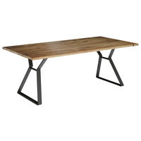 ESSTISCH 200/100/76 cm Echtholz  Holz, Metall in verschiedenen Größen erhältlich rechteckig Schwarz, Eichefarben  - Eichefarben/Schwarz, Design, Holz/Metall (200/100/76cm) - Musterring