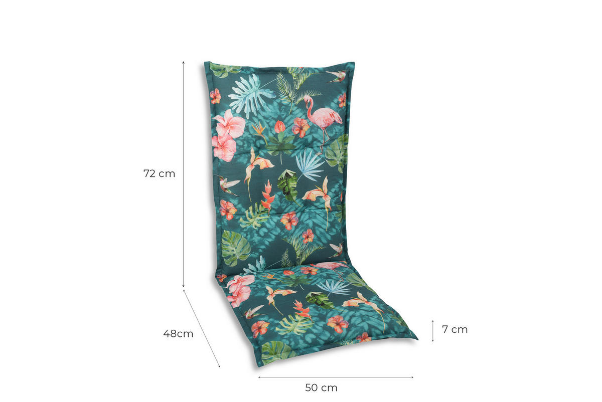 SESSELAUFLAGE in Blau, Grün, Pink Floral  - Blau/Pink, Basics, Textil (50/7/120cm)