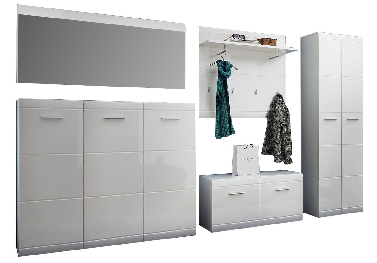 GARDEROBE 5-teilig  in 319/197/36 cm  - Weiß, Design, Holzwerkstoff (319/197/36cm) - Carryhome