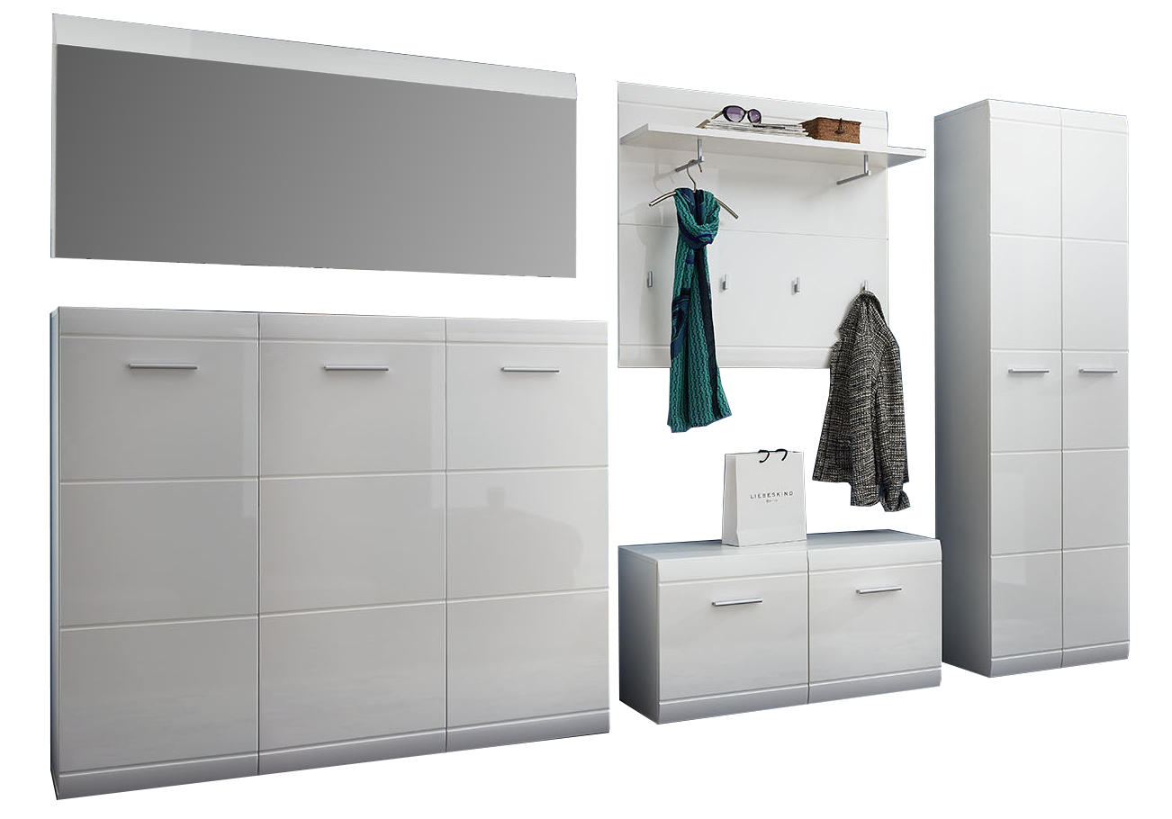Carryhome Garderobe Adana Weiß 319x197x36 cm