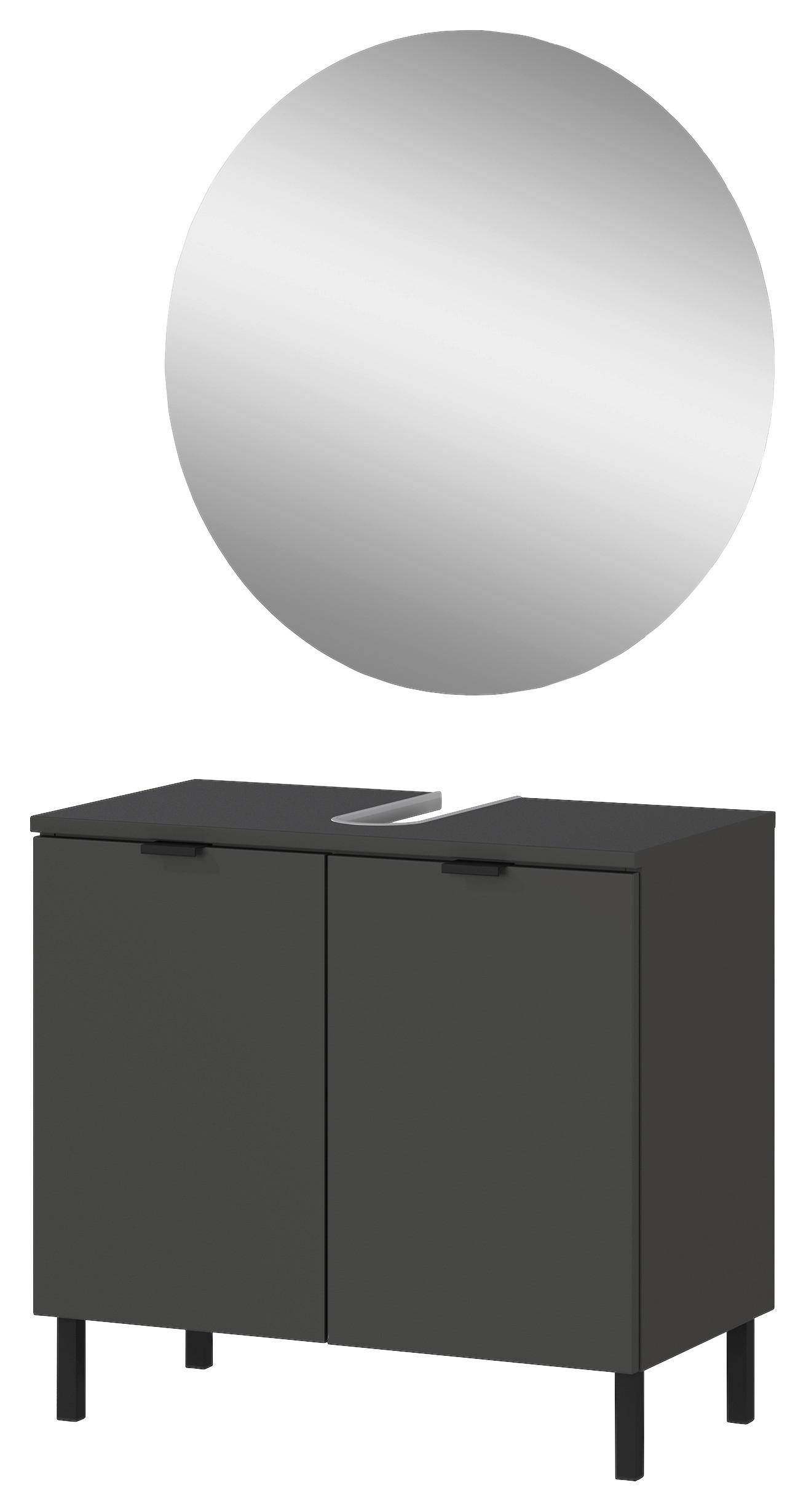 BADEZIMMER 2-teilig  in 60 cm  - Schwarz/Graphitfarben, MODERN, Holzwerkstoff/Metall (60cm) - Germania