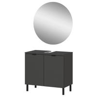 BADEZIMMER 2-teilig  in 60 cm  - Schwarz/Graphitfarben, MODERN, Holzwerkstoff/Metall (60cm) - Germania