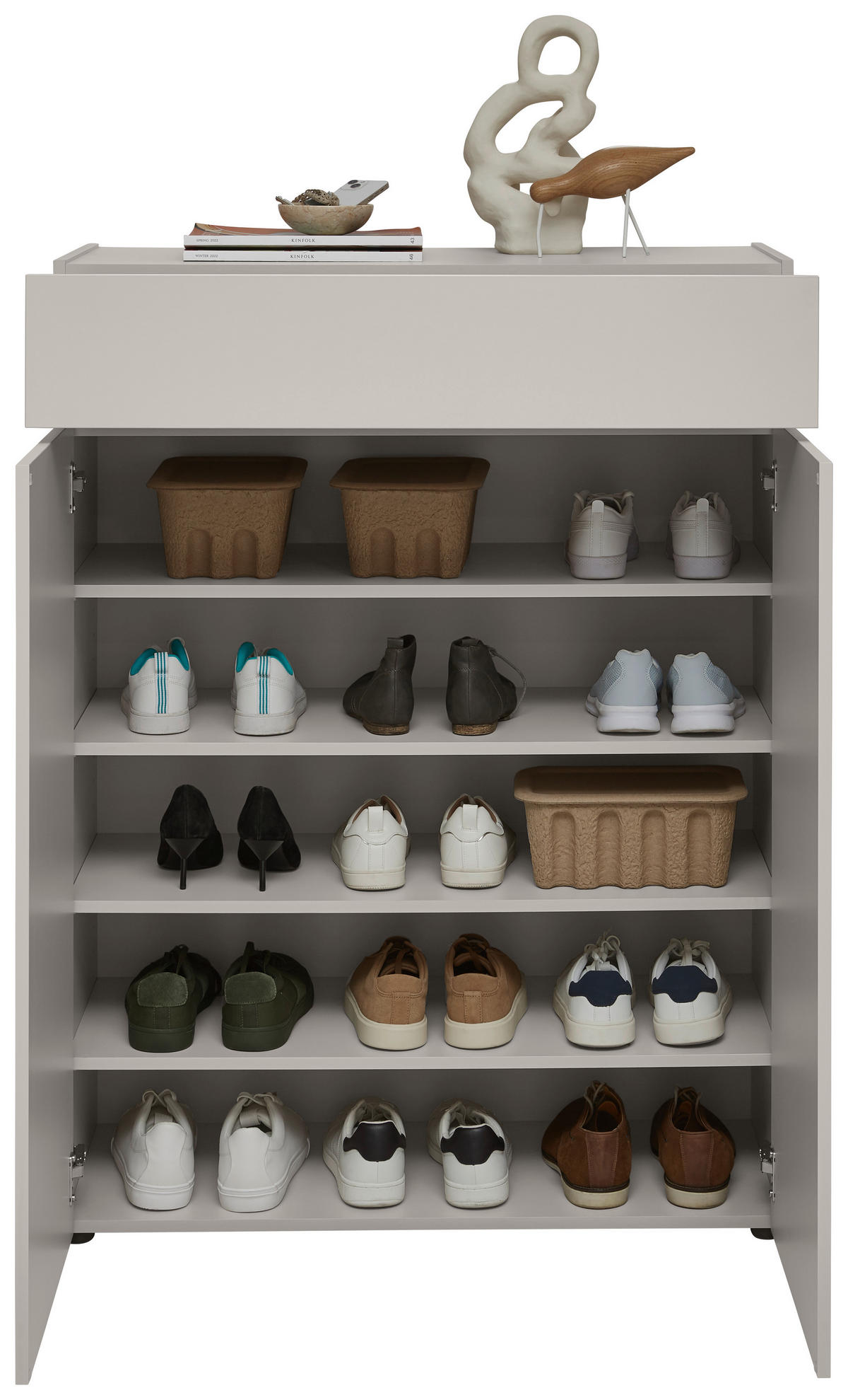 CIPŐSSZEKRÉNY 90/121/40 cm  - kasmírszínű/fekete, Design, műanyag/faalapú anyag (90/121/40cm) - Voleo