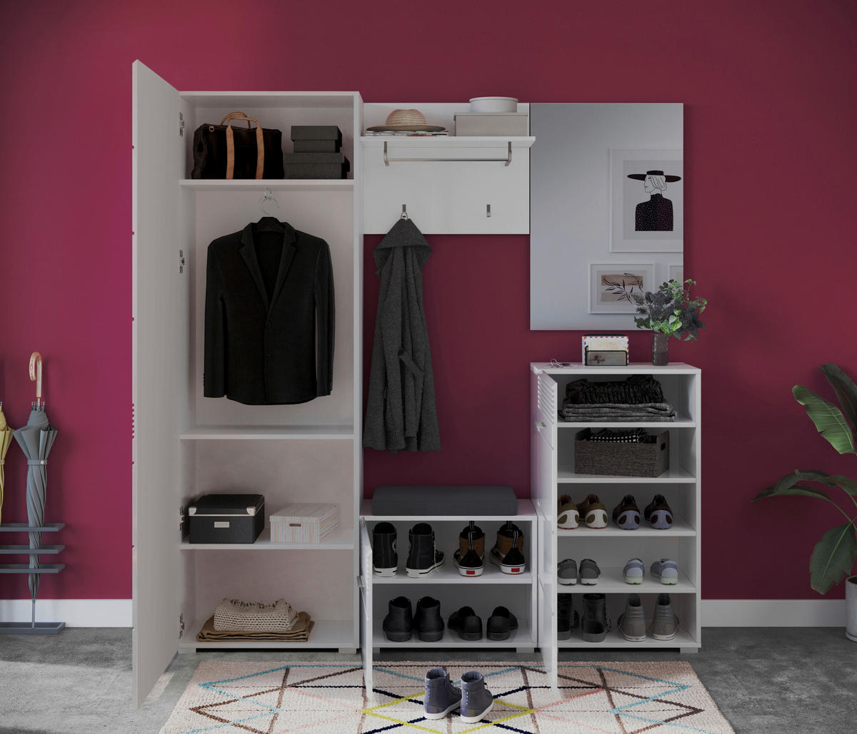 PREDSOBA bela, bela, visoki sijaj - bela/visoki sijaj, Design, tekstil/leseni material (170/190/37cm) - Carryhome