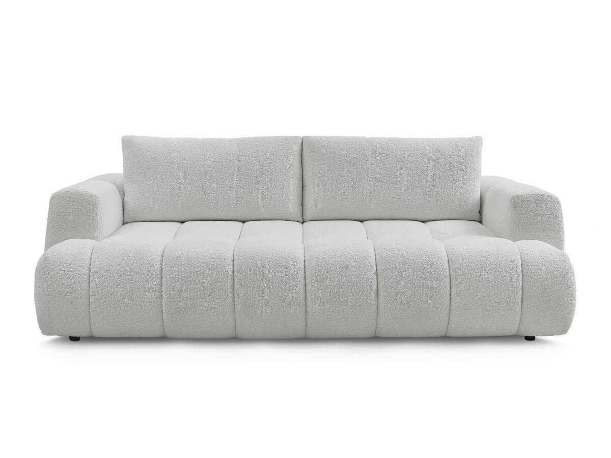SCHLAFSOFA FUJI Bouclé Hellgrau  inkl.  - Hellgrau/Schwarz, MODERN, Kunststoff/Textil (251/113/88cm)