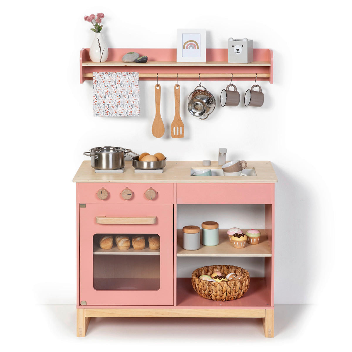 KINDERKÜCHE MAGNOLIA - Altrosa/Naturfarben, Basics, Holz/Holzwerkstoff (68,5/35,8/62cm) - MUSTERKIND