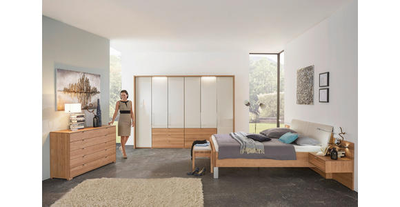BETTANLAGE 180/200 cm in Eichefarben, Champagner - Champagner/Eichefarben, KONVENTIONELL, Holz/Holzwerkstoff (180/200cm) - Dieter Knoll