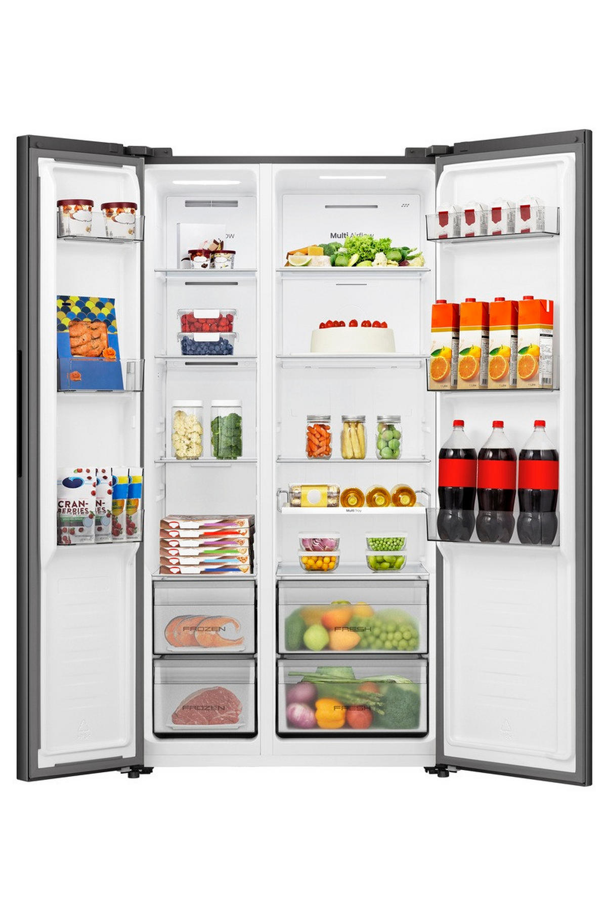 SIDE-BY-SIDE 91/178,6/64,3 cm RS3P558NEIE  - Anthrazit, MODERN, Glas/Kunststoff (91/178,6/64,3cm) - Hisense