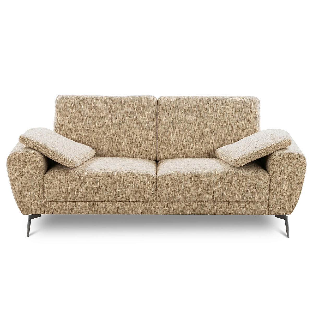2-SITZER-SOFA SPRING Webstoff Hellbraun  - Hellbraun/Schwarz, Design, Textil/Metall (157/85/92cm) - Livetastic